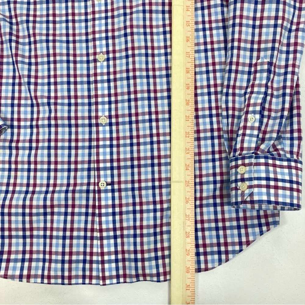 Banana Republic No Iron Slim Fit Men’s Dress Shirt Size Large Blue & Red Plaid - Picture 8 of 15